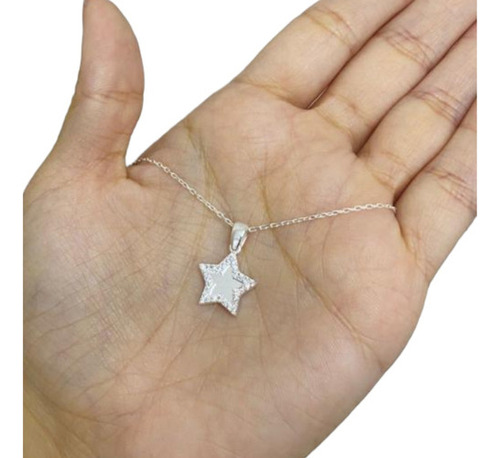 Cadena Dije Plata 925 Estrella Espejo Regalo Mujer 