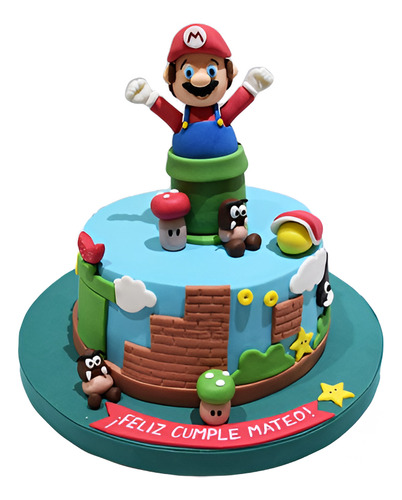 Torta Super Mario Bros Luigi Tematica Personalizada -20 Pers