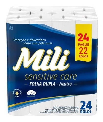 Papel Higiênico Sensitive Care Folha Dupla 24 Rolos Mili