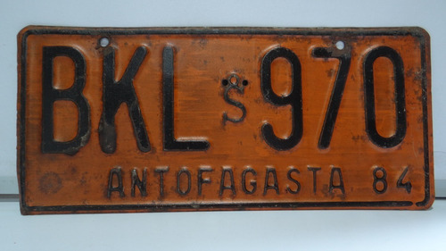Placa Patente Antigua Chilena, Antofagasta 84.
