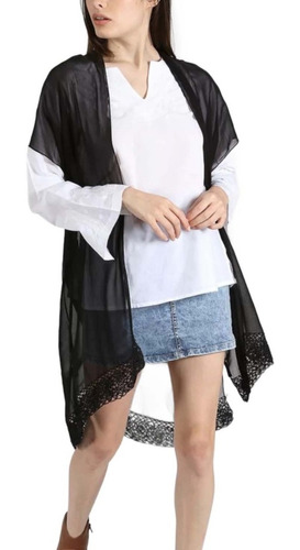 Kimono Saco Liso Suelto Chaleco Largo Mujer Spiga 31 K211-13