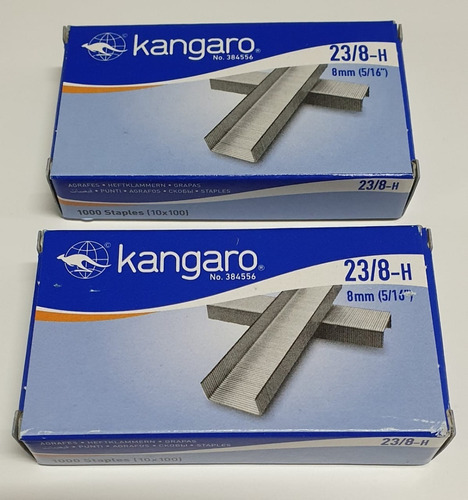 Pack 2 Cajas Corchetes 23/8 Kangaro 1000u Compatible Skrebba