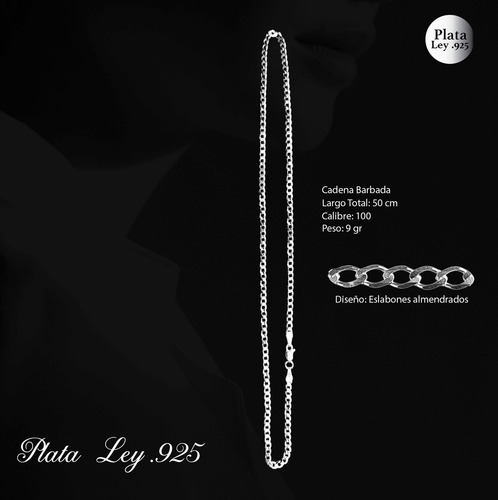 Cadena Dije Plata Fina 925 Estilo Cubana Barbada Para Mujer 50 Cm De Largo 3 Mm Calibre 100 Collar Ideal Para Regalar En Ocasiones Especiales Como Cumpleaños Momentos Especiales