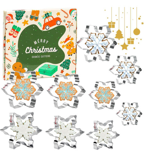 Juego De 9 Cortadores De Galletas De Copo De Nieve De Acero