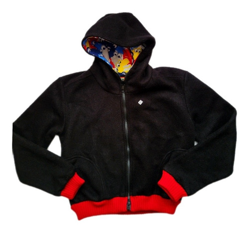 Chaqueta Fleece Polar Con Capota Niño Hoodie Negra Roja