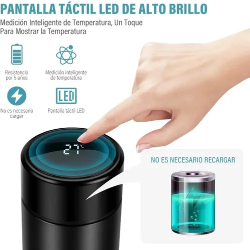 Termo Agua Caliente Inteligente Vaso Mug Termico Digital 500 Color Rosado / Termo De Agua Con Sensor Digital - 102042