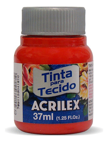 Tinta para tecido fosco Acrilex 10358 37 ml. Tomate vermelho