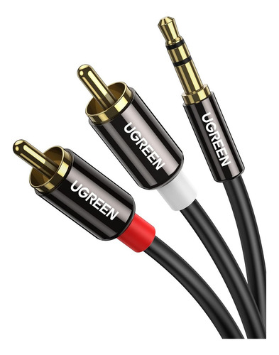 Cable Auxiliar Ugreen 10749 Audio Jack 3.5mm A 2RCA Conectores Macho Carcasa de metal 1m