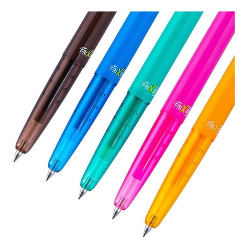 Set 5 Lápices Gel Frixion Ball Slim Punta 0,38 Mm Básicos