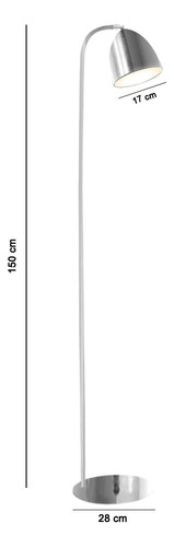 Lampara Minimalista De Pie Cabezal Luz Movil Cromada Led E27 Estructura Cromo