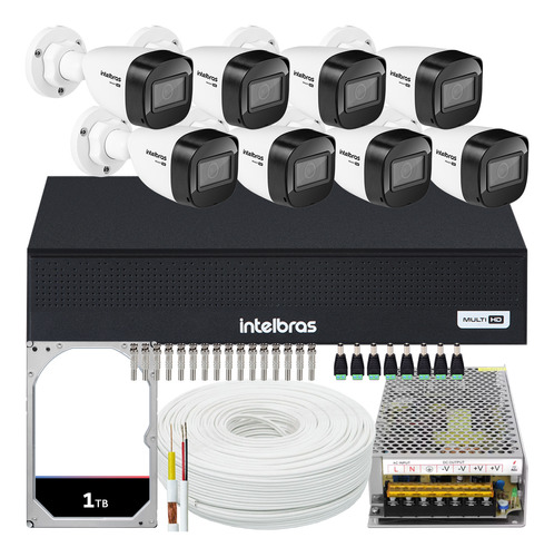 Kit Cftv 8 Cameras Segurança Intelbras Residencial Mhdx 8ch