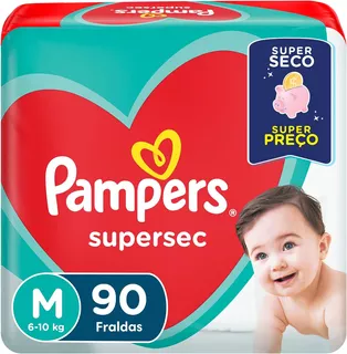 Fraldas Descartáveis Supersec Com 90 Unidades Tamanho M Pampers