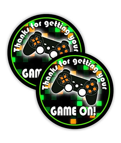 Gaming Green Party Favor Stickers 40 Favor Bag Stickers...