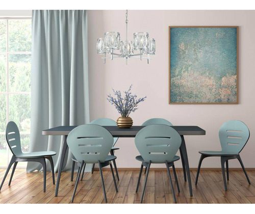 Lampara De Techo Colgante Candelabro Cristal 5 Luces Estructura Plateado