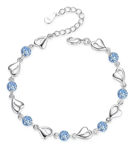 comprar Pulsera Plata 925 Cristales Corazón Fino Regalo Joya Charm