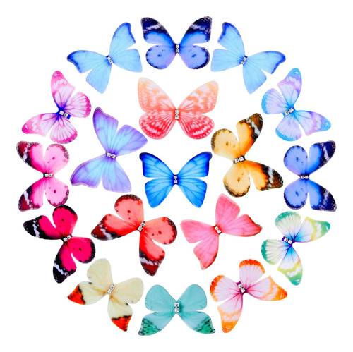 40 Pieza Organza Mariposa Colorida Do Capa Diy Decoracion 3d