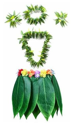 Fortuning's Jds Hawaiian Hula Leaf Grass Falda Collares Puls