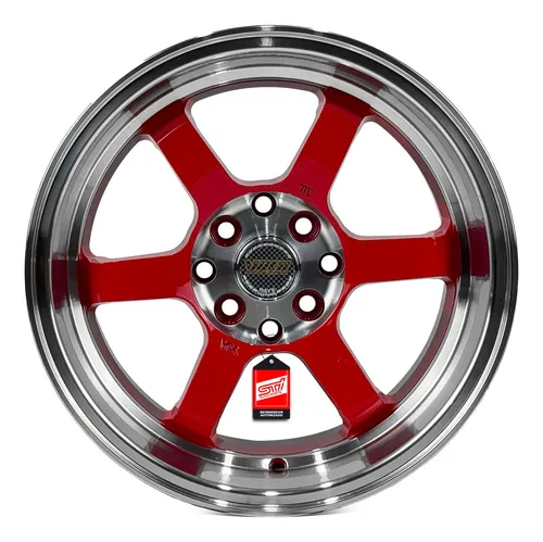 Jogo Roda Te37 Aro 15x8 4x114 Offset 0 Vermelho Borda Polida