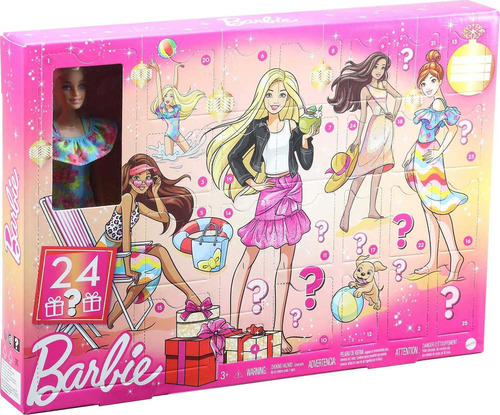 Barbie Calendario De Adviento Con Muñeca Barbie 12 Pulgadas