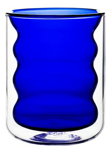 Juego De 4 Vasos De Agua Azul Ondas De Vidrio Tov Furniture