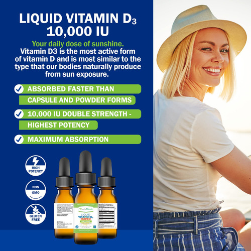 Power By Naturals Vitamina D3 Líquida 10000 Ui 30 Dosis