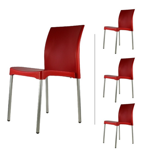 Set 4 Sillas Mundo In Vivanti Restaurante Color de la estructura de la silla Rojo