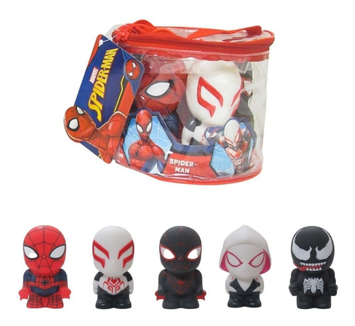 Set Figuras X5 Spiderman Venom Spidey Muñecos Tipo Funko Edu