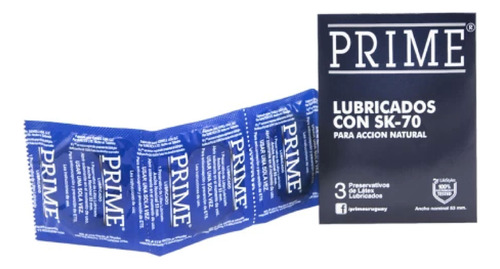 Preservativos Prime Lubricado Caja X3 Unidades C/u Pack X5