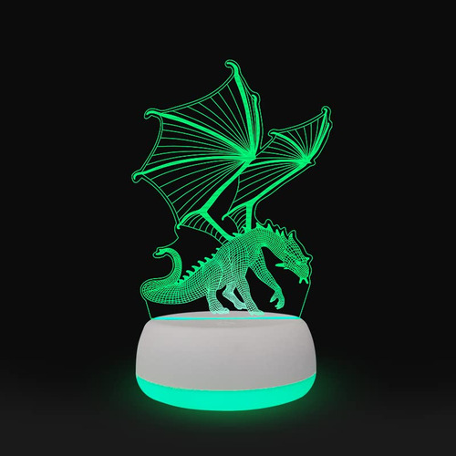 Lampara Decorativa Dragon Nueva Mesa Led 3d 7 Color Luz Niño