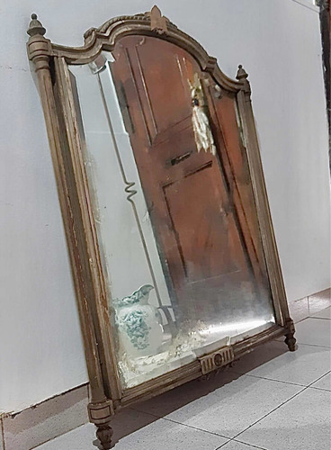 Imagen 4 de 7 de Antiquísimo Espejo Biselado Marco De Madera 83 X 70 Cm