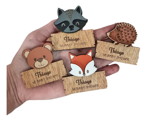 Llavero Souvenirs De Madera Animales Del Bosque Nordicos X30