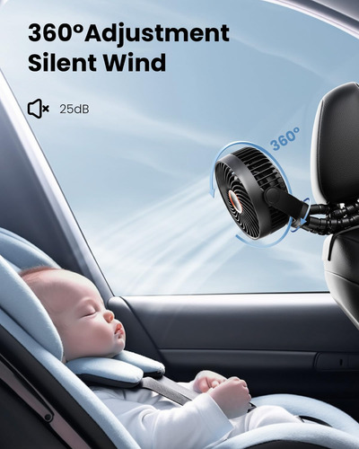 Ventilador Mini Recargable Con Luz Led Clip Portable Black