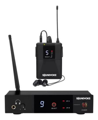 Sistema inalámbrico Soundvoice In Ear Return Sv-01 con auriculares negros