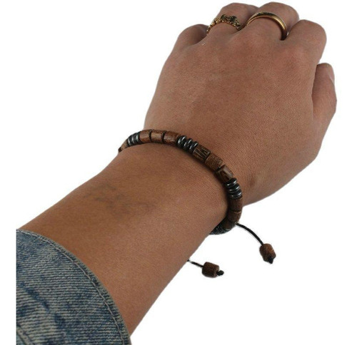 Imagen 4 de 10 de Pulseras Hombre Brazalete Madera Pulseras Piedras Naturales