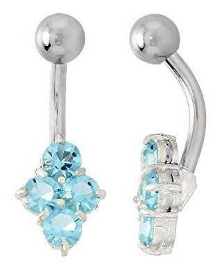 Aros - Belly Button Ring With Clustered Blue Topaz Cubic Zir