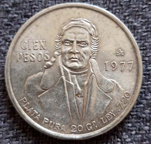 Moneda 100 Pesos Plata Mexico 1977