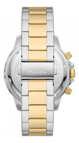 Reloj Hombre Fossil Dos Tonos Acero Inoxidable Bq2707 Correa Plateado Bisel Dorado Fondo Plateado