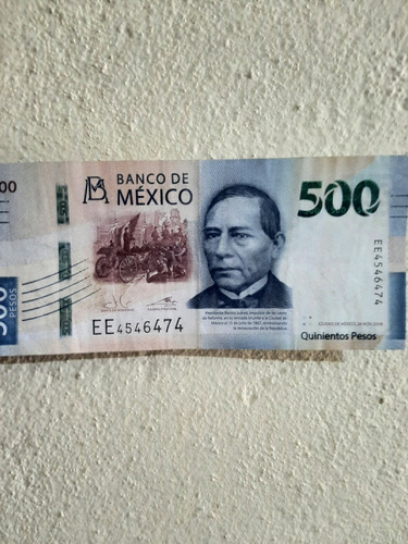 Billete De $500 Con Número De Serie Consecutivo Especial