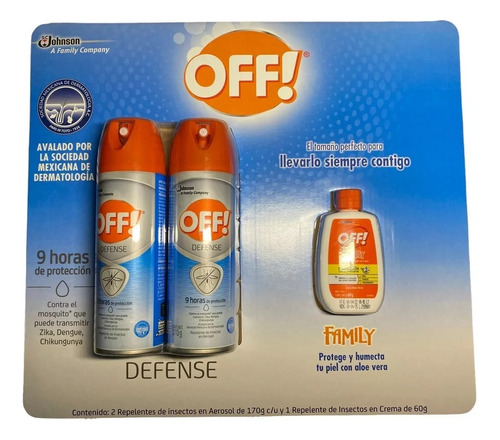 Repelente De Insectos Off Defense 2 De 170gr + 1 Crema 60gr 