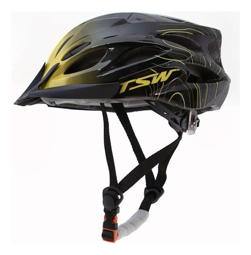 Capacete Ciclismo Mtb Raptor 3 Com Led E Viseira Removível Cor Preto/Amarelo Tamanho G