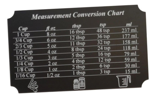 Tabla De Conversión De Cocina, Accesorio De Cocina, Negro S