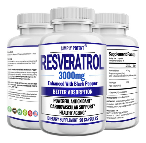 Suplemento De Resveratrol De 3000 - Unidad a $2277