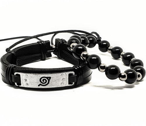 Kit Pulseira Bracelete Masculino Femenino Konoha Ajustavel