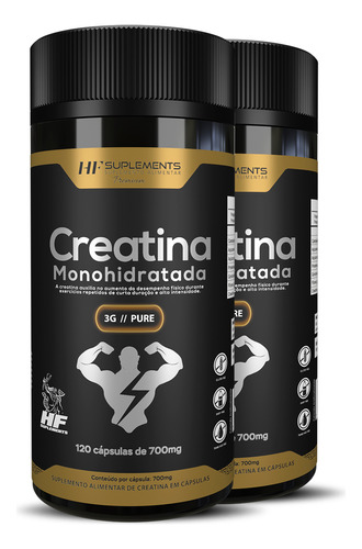 2x Creatina Monohidrata 3g Pure 120caps 1550mg Hf Suplements