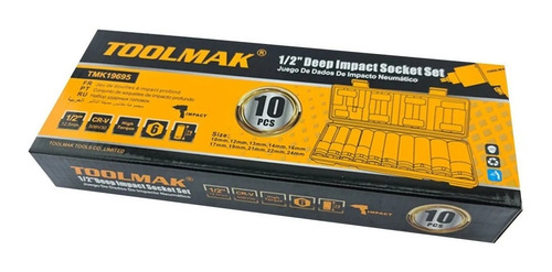 Juego Caja Dados Impacto 1/2 Pulgada 10 Piezas Toolmak