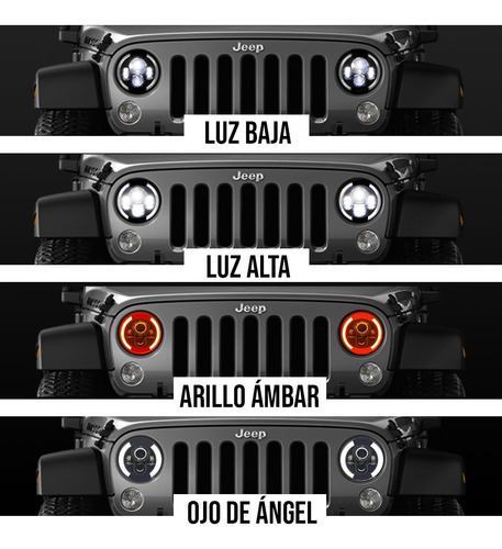 Par Faro 7'' Redondo Lupa Ojo De Ángel Arillo