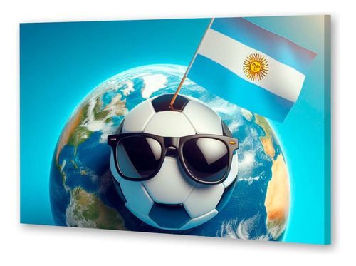 Cuadro 60x90cm Pelota Futbol Argentina Mundo Anteojos M1