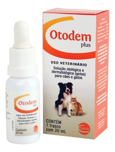 Otodem Plus 20ml Solução Otológica E Dermatológica Ceva Cães