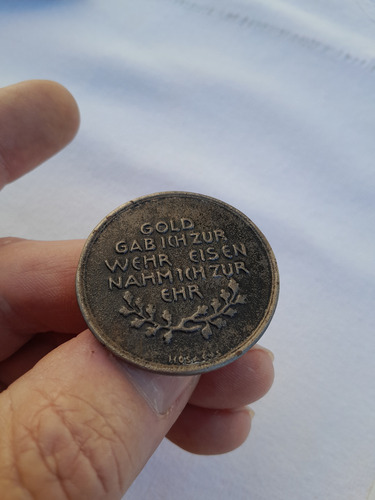 Antigua Medalla 1er Guerra Mundial Alemana Oro Por Hierro (Usado)