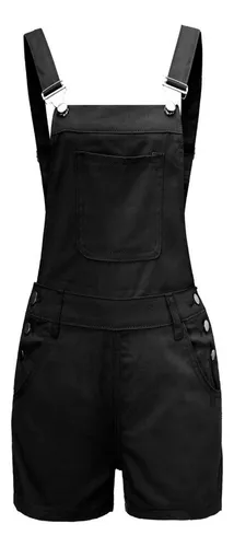 Overol De Mezclila Mujer Short Moda Simple Multibolsillos